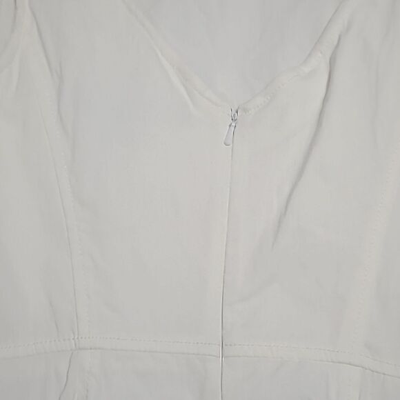 Express Women's off white stretch midi dress size 1 / 2 vintage summer slit - Picture 4 of 10